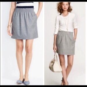 J Crew Gray Gathered Waist Wool Skirt